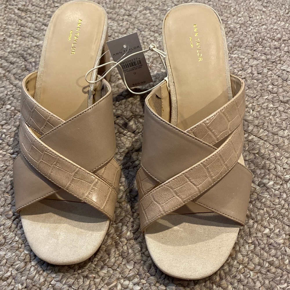 Nude Ann Taylor Heeled Slides